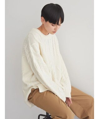 AMERICAN HOLIC パッチワークケーブルニットプルオーバー Ivory