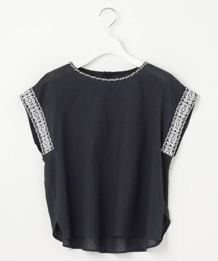 23区 【Indian Factory】コットンフレックス エンブロイダリーブラウス ネイビー系