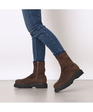 MODE ET JACOMO <carino>【レイン対応】厚底ショートブーツ カーキスエード