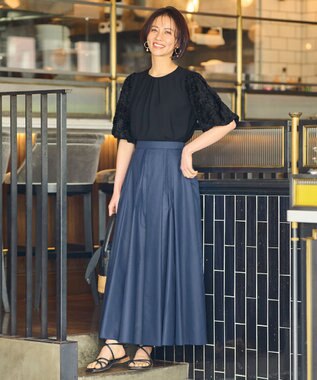 自由区 【洗える・XSサイズあり】シアーシャイニー スカート ダルブルー系