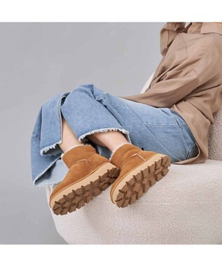 MODE ET JACOMO <carino>本革ムートンショートブーツ キャメル