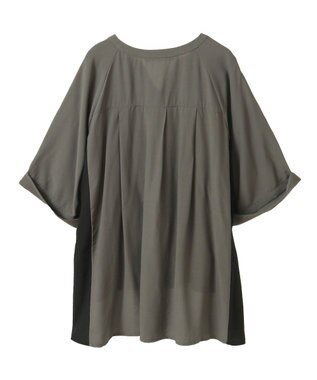 YECCA VECCA ギャザーデザイン配色シャツ Khaki