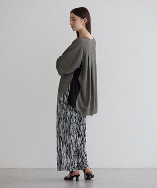 YECCA VECCA ギャザーデザイン配色シャツ Khaki