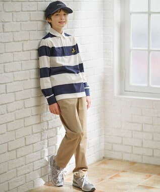 J.PRESS KIDS 【140-170cm】J.ボーダー ラガーシャツ ネイビー系1
