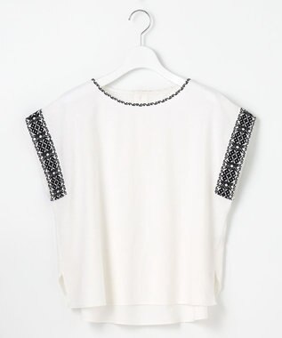 23区 【Indian Factory】コットンフレックス エンブロイダリーブラウス ホワイト系