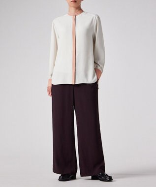 Paul Smith バックサテン ジョーゼット スタンドカラー ブラウス エクリュ