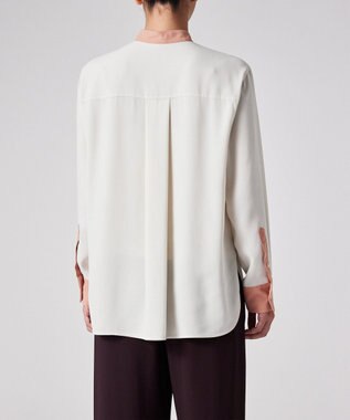 Paul Smith バックサテン ジョーゼット スタンドカラー ブラウス エクリュ