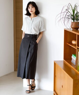 ANY SIS L ツイステッドクリアチノ スカート アイアンブルー