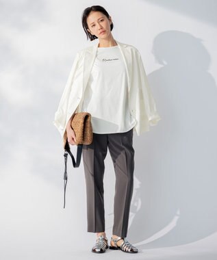 自由区 【洗える】テンセルリネンストレッチ テーラードジャケット アイボリー系