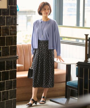 自由区 【洗える・XSサイズあり】クレープストレッチ カーディガン ダルブルー系