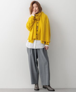 23区 【洗える】ピュアカシミヤ 大判 ストール マスタード系