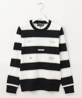 PW CIRCULUS 【WOMEN】【洗える/イージーケア】ロゴ ボーダー ニット ゴルフウェア レディース ブラック系1