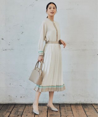 自由区 【セットアップ対応・洗える】モノグラムプリント ブラウス オフ×ベージュ