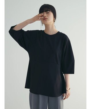 Green Parks armonia. ペプラム切替トップス Black