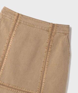 GRACE CONTINENTAL ラインembミニスカート キャメル