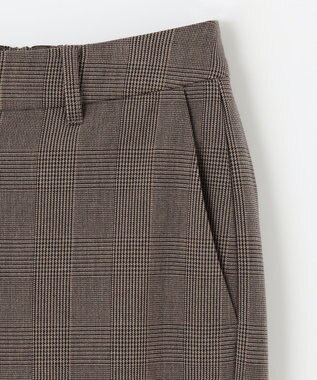 ANY L 【洗濯機可/ストレッチ/ウエストゴム/裏起毛】マルチファンクションストレッチチェックワイドパンツ ブラウンチェック