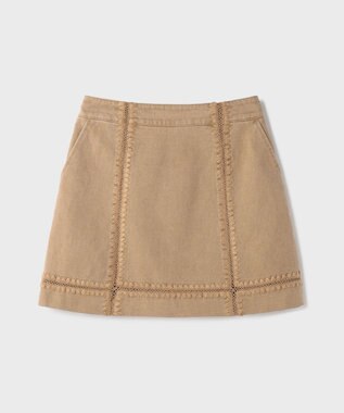 GRACE CONTINENTAL ラインembミニスカート キャメル