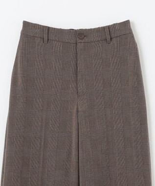 ANY L 【洗濯機可/ストレッチ/ウエストゴム/裏起毛】マルチファンクションストレッチチェックワイドパンツ ブラウンチェック