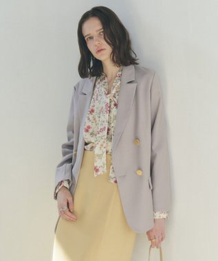 YECCA VECCA 金釦テーラードジャケット Gray Beige