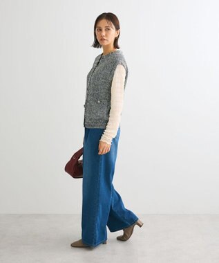 Green Parks シルバーボタンクルーネックベスト Gray Mixture