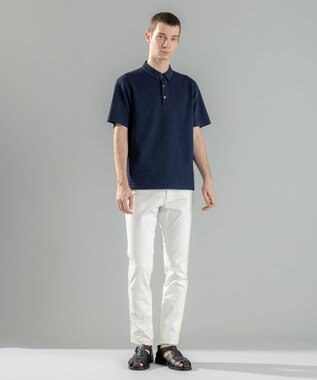 JOSEPH HOMME 新型【オリジナル素材/シワになりにくい】ライトタックジャージー　ポロシャツ ネイビー系