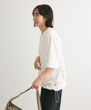 Green Parks 裾ドロスト５分袖ドッキングチュニック White