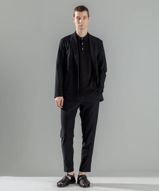 JOSEPH HOMME 新型【オリジナル素材/シワになりにくい】ライトタックジャージー　ポロシャツ ブラック系