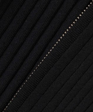 ICB 【洗える】シルクヴィスコースハイゲージ ジップアップカーディガン ブラック系