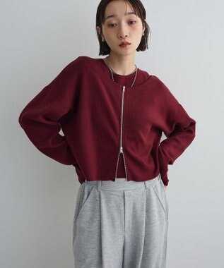 Green Parks SET2点Zipニットカーディガン+アメスリタンク Bordeaux