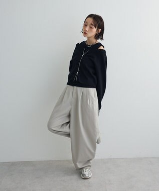 Green Parks SET2点Zipニットカーディガン+アメスリタンク Black