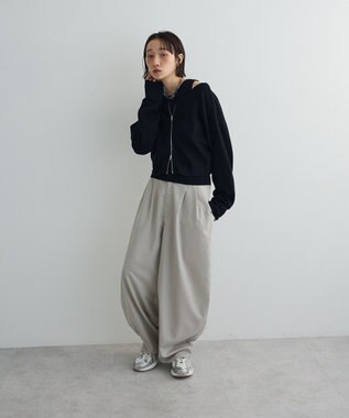 Green Parks SET2点Zipニットカーディガン+アメスリタンク Black