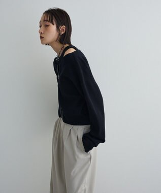 Green Parks SET2点Zipニットカーディガン+アメスリタンク Black