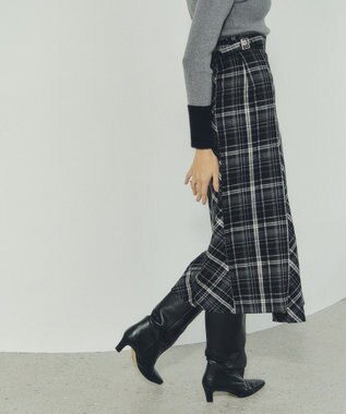 YECCA VECCA チェック柄アシメデザインスカート