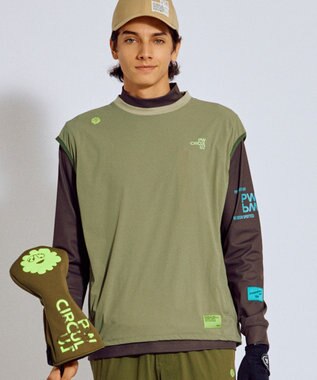 PW CIRCULUS 【撥水加工 / 小さくまとまる】【UNISEX】オーバーサイズ パッカブルベスト ゴルフウェア メンズ レディース グリーン系