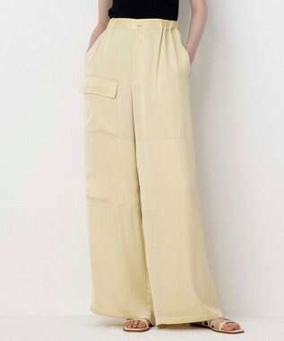 【Nave・洗える/ウエストゴム】ヴィンテージサテン ワイドパンツ