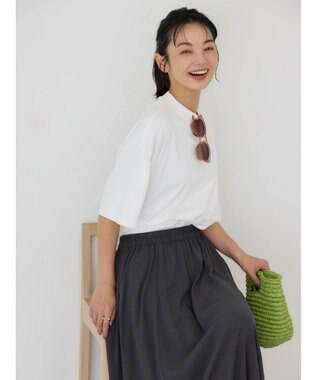 AMERICAN HOLIC モックネック５分袖カットプルオーバー Off White