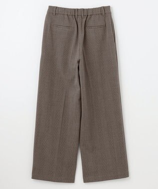 ANY L 【洗濯機可/ストレッチ/ウエストゴム/裏起毛】マルチファンクションストレッチチェックワイドパンツ ブラウンチェック