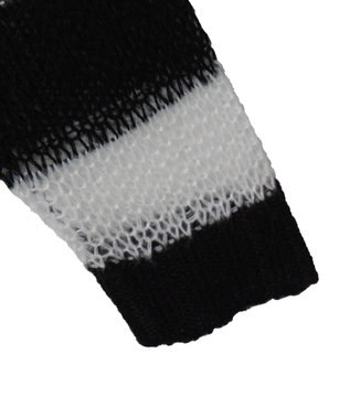 WEGO ボーダーモヘアタッチメッシュニットプルオーバー ホワイト