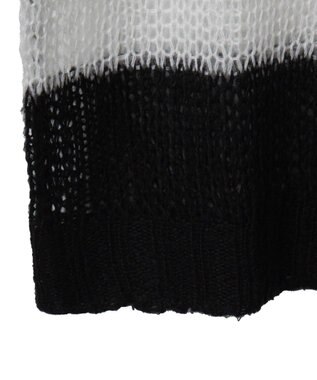 WEGO ボーダーモヘアタッチメッシュニットプルオーバー ホワイト