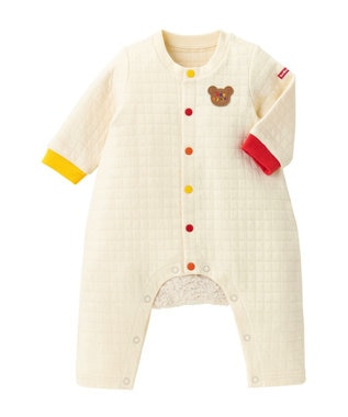 MIKI HOUSE HOT BISCUITS 【70-80cm】 顔ドン ニットキルト カバーオール