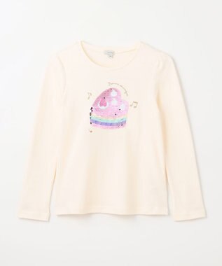 ANY KIDS ミラクルスパンコール長袖Tシャツ エクリュ（ケーキ×ピアノ）