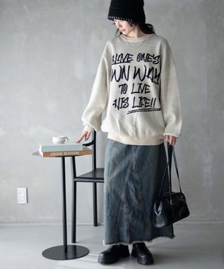 WEGO ハンドライティングジャガードニット ホワイトアイボリー