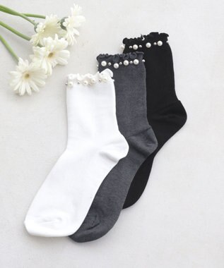 Tiaclasse パール付きフリルソックス オフホワイト