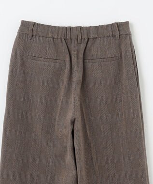 ANY L 【洗濯機可/ストレッチ/ウエストゴム/裏起毛】マルチファンクションストレッチチェックワイドパンツ ブラウンチェック