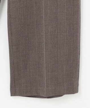 ANY L 【洗濯機可/ストレッチ/ウエストゴム/裏起毛】マルチファンクションストレッチチェックワイドパンツ ブラウンチェック