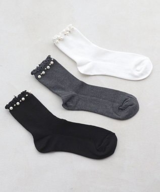 Tiaclasse パール付きフリルソックス オフホワイト