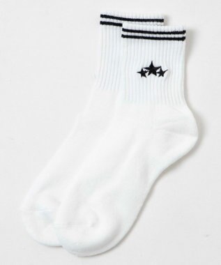 WEGO 底パイルスターラインソックス（14㎝丈） ホワイト