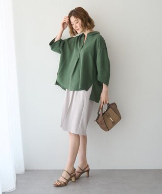 YECCA VECCA バルーン袖スキッパーシャツ Dark Khaki