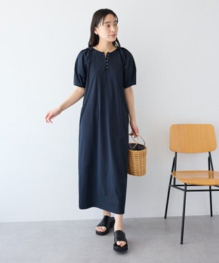 CRAFT STANDARD BOUTIQUE ポーチ付きバルーンスリーブワンピース Black