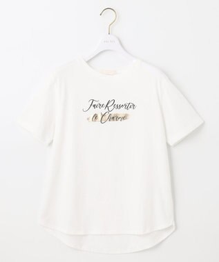 ANY SIS 箔プリントロゴ Tシャツ オフ×ロゴ